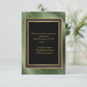 ELEGANT ZWART GROEN GOUD RELIËFDRUK AUB RSVP KAARTJE (Staand voorkant)
