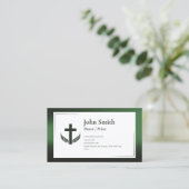 Elegant Zwart Groen Kerk Pastor Priester Visitekaartje (Staand voorkant)