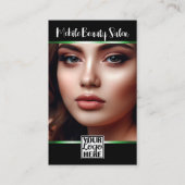 Elegant Zwart Groen Logo Foto QR Code Sjabloon Visitekaartje (Voorkant)