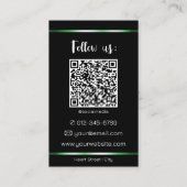 Elegant Zwart Groen Logo Foto QR Code Sjabloon Visitekaartje (Achterkant)