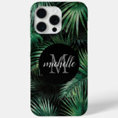 Elegant zwart groen Tropische palmbladeren Monogra Case-Mate iPhone Case (Achterkant)