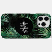 Elegant zwart groen Tropische palmbladeren Monogra Case-Mate iPhone Case (Achterkant (horizontaal))