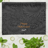 Elegant Zwart Halloween Bloemen Botanisch Theedoek (Gevouwen)