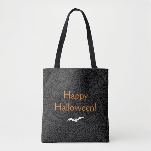 Elegant Zwart Halloween Bloemen Botanisch Tote Bag (Voorkant)