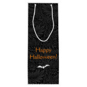 Elegant Zwart Halloween Bloemen Botanisch Wijn Cadeautas (Achterkant)
