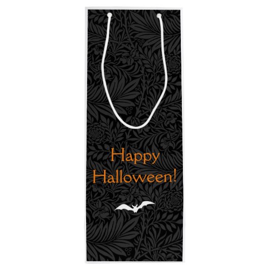 Elegant Zwart Halloween Bloemen Botanisch Wijn Cadeautas (Achterkant)