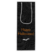 Elegant Zwart Halloween Bloemen Botanisch Wijn Cadeautas (Voorkant)