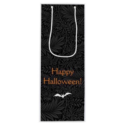 Elegant Zwart Halloween Bloemen Botanisch Wijn Cadeautas (Voorkant)