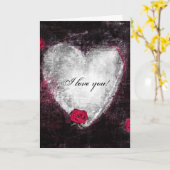 Elegant zwart hart & rozen "Ik hou van je" Kaart (Gele Bloem)