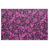 Elegant Zwart & Heet Roze Bloemen Damasks Stof (Fat Quarter)