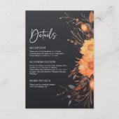 Elegant Zwart Herfst Bloemen Waterverf Bruiloft Informatiekaartje (Voorkant)