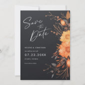 Elegant Zwart Herfst Bloemen Waterverf Bruiloft Save The Date (Voorkant)