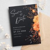 Elegant Zwart Herfst Bloemen Waterverf Bruiloft Save The Date
