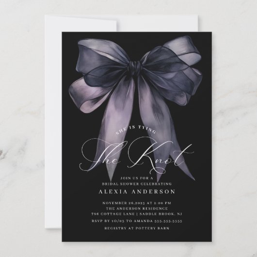 Elegant zwart het knopen van het Vrijgezellenfeest Kaart (Voorkant)