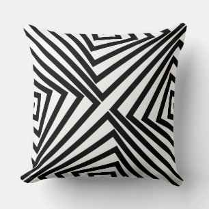 Elegant zwart hoekig patroon wit kussen