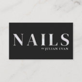 Elegant Zwart Holografisch Nageltechnicus Visitekaartje (Voorkant)