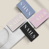 Elegant Zwart Holografisch Nageltechnicus Visitekaartje