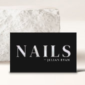 Elegant Zwart Holografisch Nageltechnicus Visitekaartje