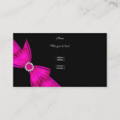 Elegant Zwart Hot Pink Diamond Bow Design 2 Visitekaartje (Achterkant)