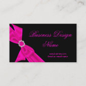 Elegant Zwart Hot Pink Diamond Bow Design Visitekaartje (Voorkant)