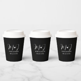 Elegant Zwart Huwelijksfles Etiket Op Maat Papieren Bekers