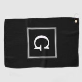 Elegant zwart ingelijst monogram golfhanddoek (Horizontaal)