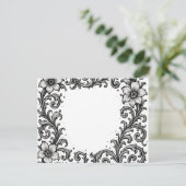 Elegant zwart inkt bloemenrandontwerp briefkaart (Staand voorkant)