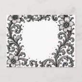 Elegant zwart inkt bloemenrandontwerp briefkaart (Voorkant)