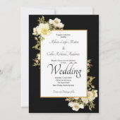 Elegant zwart ivoor  Roos Luxe bruiloft Kaart (Voorkant)