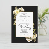 Elegant zwart ivoor  Roos Luxe bruiloft Kaart