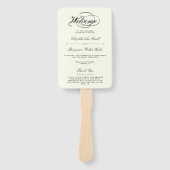 Elegant Zwart & Ivoor Script Huwelijksprogramma Handwaaier (Voorkant)