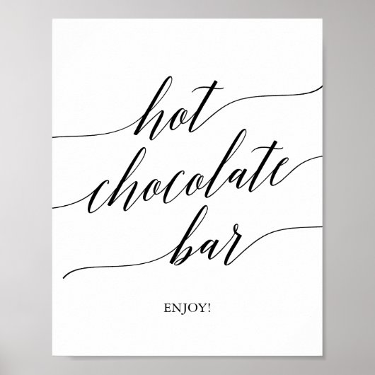 Elegant zwart kalligrafie bord voor hete chocolade poster (Voorkant)