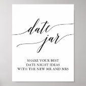 Elegant zwart kalligrafie datum pot bord poster (Voorkant)
