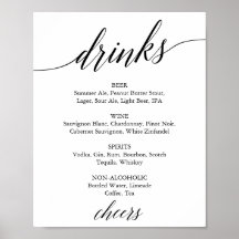 Elegant zwart kalligrafie drankkaart bord