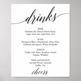 Elegant zwart kalligrafie drankkaart bord poster