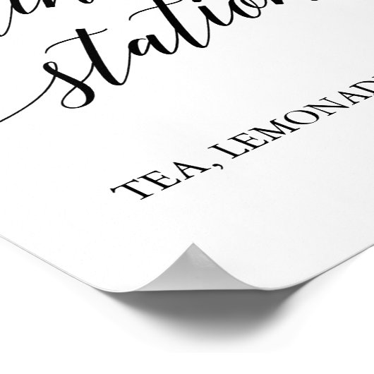 Elegant zwart kalligrafie drankstation poster (Hoek)