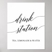 Elegant zwart kalligrafie drankstation poster (Voorkant)