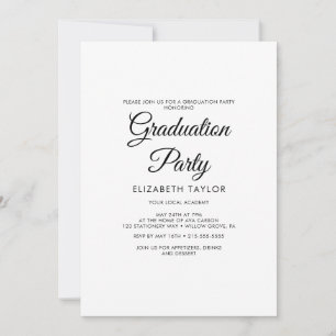 Elegant zwart kalligrafie eindexamenfeest  kaart
