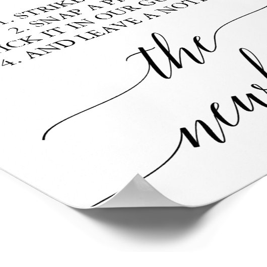 Elegant zwart kalligrafie foto gastboek poster (Hoek)