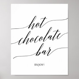 Elegant zwart kalligrafie hete chocolade bar bord poster