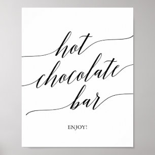 Elegant zwart kalligrafie hete chocolade bar bord poster