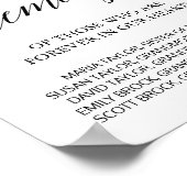 Elegant zwart kalligrafie 'In Loving Memory'-bord Poster (Hoek)