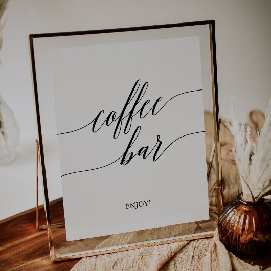 Elegant zwart kalligrafie koffiebar bord poster