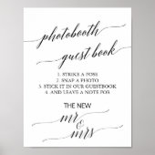 Elegant zwart kalligrafie photobooth gastenboek poster (Voorkant)