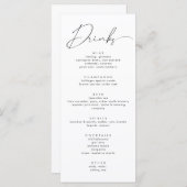 Elegant Zwart Kalligrafie Script Bruiloft Drinken Menu (Voorkant / Achterkant)