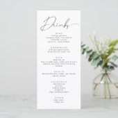 Elegant Zwart Kalligrafie Script Bruiloft Drinken Menu (Staand voorkant)