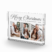 Elegant Zwart Kalligrafie Script Vrolijk Kerstfees Fotoblokken (Rechts)