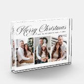 Elegant Zwart Kalligrafie Script Vrolijk Kerstfees Fotoblokken (Links)