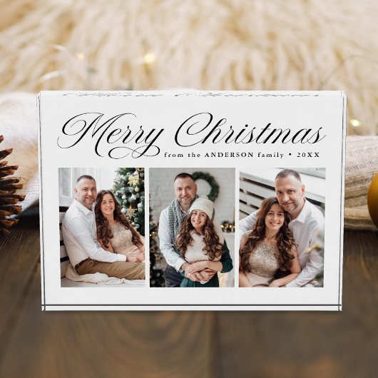Elegant Zwart Kalligrafie Script Vrolijk Kerstfees Fotoblokken