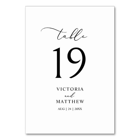 Elegant Zwart Kalligrafie Tafelnummer (Voorkant)